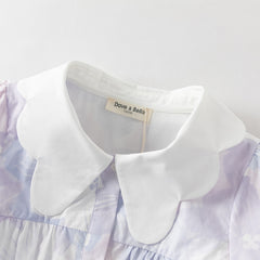 Dave&Bella Kids Girls Summer Elegant Purple Floral Comfortable Cotton A-line Dress