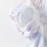 Dave&Bella Girls Summer Elegant Purple Floral Cotton A-Line Dress