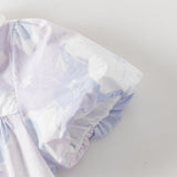 Dave&Bella Girls Summer Elegant Purple Floral Cotton A-Line Dress