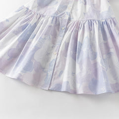 Dave&Bella Kids Girls Summer Elegant Purple Floral Comfortable Cotton A-line Dress