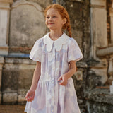 Dave&Bella Girls Summer Elegant Purple Floral Cotton A-Line Dress