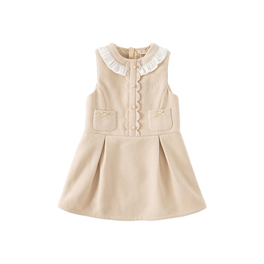 Dave&Bella Toddler Girls Autumn Fashion Light Khaki A-line Party Dress