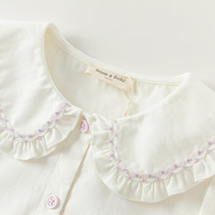 Dave&Bella Kids Girls Spring Solid Color Cotton Blouse Shirt Top