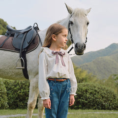 Dave&Bella Kids Girls Spring Solid Color Cotton Blouse Shirt Top