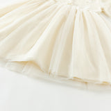 Dave&Bella Toddler Girls Warm Beige Mesh Birthday Dress