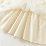 Dave&Bella Toddler Girls Warm Beige Mesh Birthday Dress