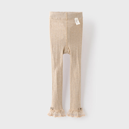 Dave&Bella Girls Autumn Khaki Footless Tights Leggings