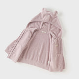 Dave&Bella Kid Girls Beige/Purple Cute Fleece Hooded Soft Warm Jackets