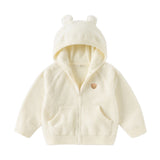 Dave&Bella Kid Girls Beige/Purple Cute Fleece Hooded Soft Warm Jackets