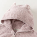 Dave&Bella Kid Girls Beige/Purple Cute Fleece Hooded Soft Warm Jackets