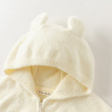 Dave&Bella Kid Girls Beige/Purple Cute Fleece Hooded Soft Warm Jackets