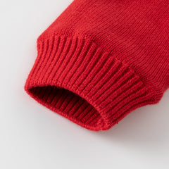 Dave&Bella Kids Girls Red Knit Christmas-tree Decorations Turtle Fleece-Lined Sweaters