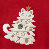 Dave&Bella Kids Girls Red Knit Christmas-tree Decorations Turtle Fleece-Lined Sweaters