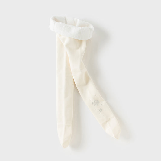 Dave&Bella Kids Girls White/Black Soft Plush-lined Tights Leggings