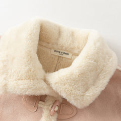 Dave&Bella Kids Girls Sweet Grey Pink Cozy Thickened Suede Plush-Lined Jackets