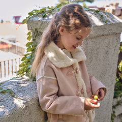 Dave&Bella Kids Girls Sweet Grey Pink Cozy Thickened Suede Plush-Lined Jackets