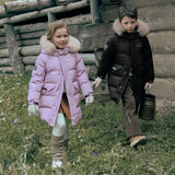 Dave&Bella Kids Girls/Boys Winter Outdoor Mid-length Fur-trim Hooded Down Coats