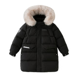 Dave&Bella Kids Girls/Boys Winter Outdoor Mid-length Fur-trim Hooded Down Coats