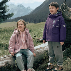 Dave&Bella Kids Girls/Boys Versatile Outdoor Hooded Cozy Fleece Two-piece Set Coats