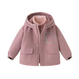 Dave&Bella Kids Girls/Boys Versatile Outdoor Hooded Cozy Fleece Two-piece Set Coats