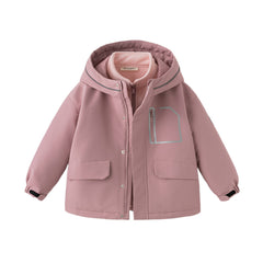 Dave&Bella Kids Girls/Boys Versatile Outdoor Hooded Cozy Fleece Two-piece Set Coats