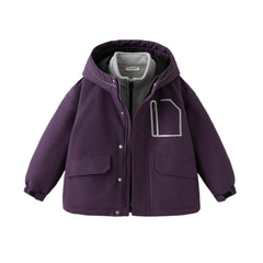 Dave&Bella Kids Girls/Boys Versatile Outdoor Hooded Cozy Fleece Two-piece Set Coats
