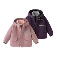 Dave&Bella Kids Girls/Boys Versatile Outdoor Hooded Cozy Fleece Two-piece Set Coats