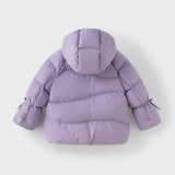 Dave&Bella Kids Girls Winter Purple Outdoor Mid-length Hooded Waterproof Down Jacket