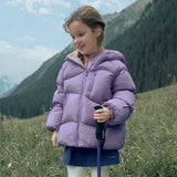 Dave&Bella Kids Girls Winter Purple Outdoor Mid-length Hooded Waterproof Down Jacket