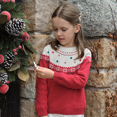 Dave&Bella Kids Girls Adorable Red Cozy Christmas Knit Pullover Sweaters Tops