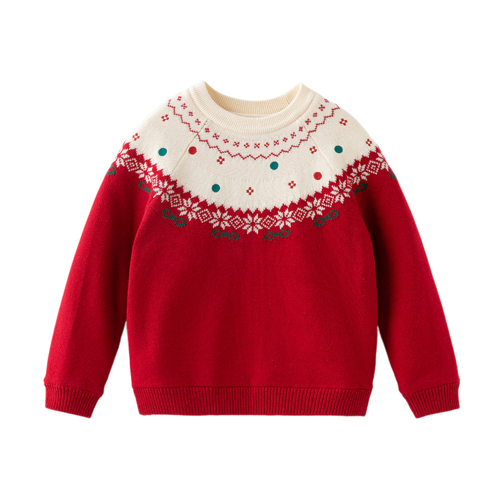 Dave&Bella Kids Girls Adorable Red Cozy Christmas Knit Pullover Sweaters Tops