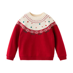 Dave&Bella Kids Girls Adorable Red Cozy Christmas Knit Pullover Sweaters Tops