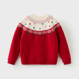 Dave&Bella Kids Girls Adorable Red Cozy Christmas Knit Pullover Sweaters Tops