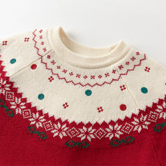 Dave&Bella Kids Girls Adorable Red Cozy Christmas Knit Pullover Sweaters Tops