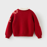 Dave&Bella Kids Girls Red Elegant Warm Plush-lined Sweaters Tops