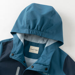 Dave&Bella Kids Boys Blue Outwear Hooded Mid-length Two-piece Padded Coats Set