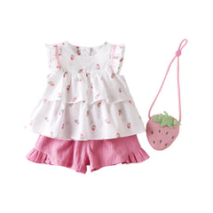 Dave & Bella Summer Baby Girl's Fruit Print 3-Piece Outfit Set
