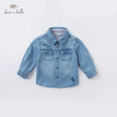 Dave&Bella Baby Boys Spring Cartoon Letter Pockets Shirts Tops