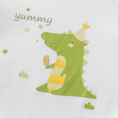 Dave&Bella Children Boys Cotton Casual Cartoon Letter T-shirt-White