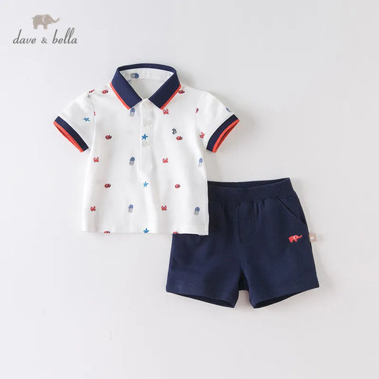 Summer Baby Boys' Fashion Print Pocket Clothing Set