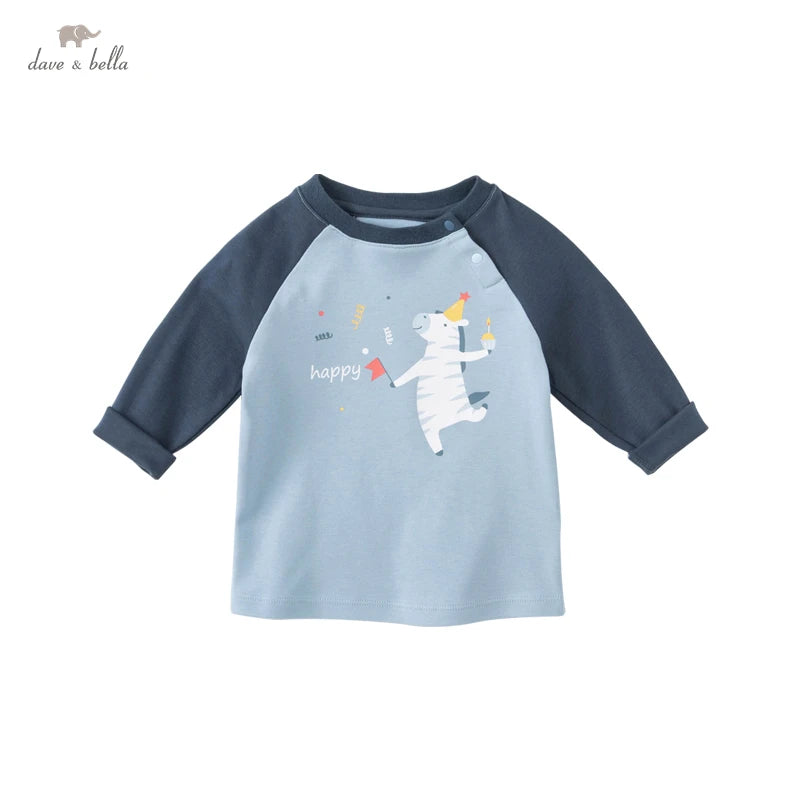 Dave&Bella Children Boys Cotton Casual Cartoon Letter T-shirt