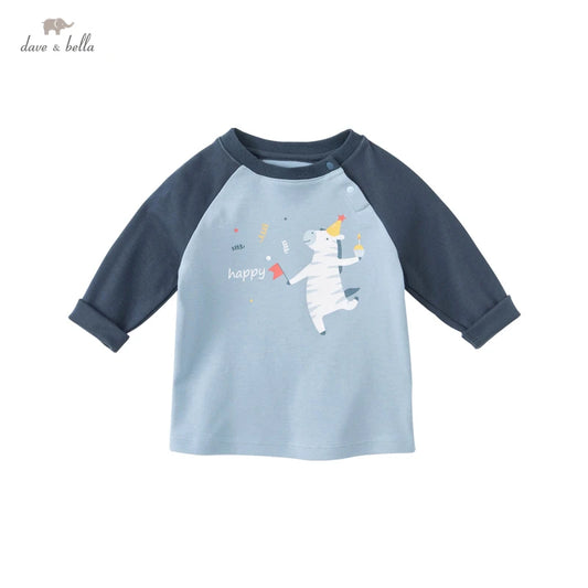 Dave&Bella Children Boys Cotton Casual Cartoon Letter T-shirt