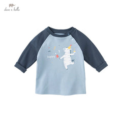 Dave&Bella Children Boys Cotton Casual Cartoon Letter T-shirt