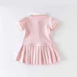 Dave&Bella Summer Toddler Girls Cartoon College-style Princess Dress