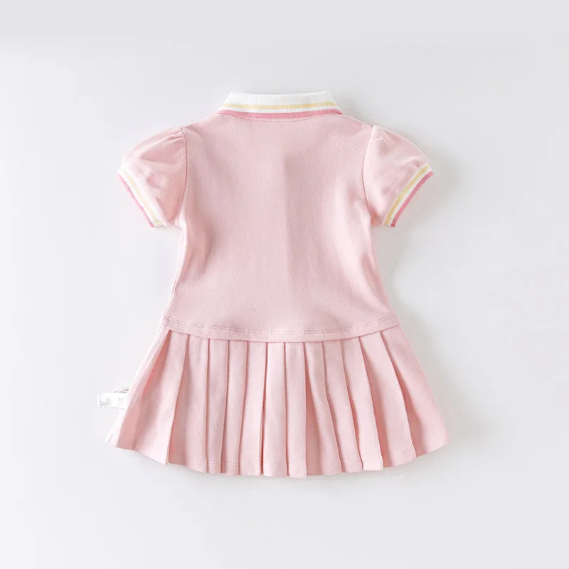 Dave&Bella Summer Toddler Girls Cartoon College-style Princess Dress