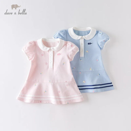 Dave & Bella Summer Baby Girl's Cartoon Striped Princess Dress