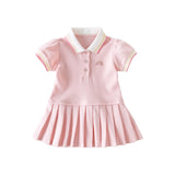 Dave&Bella Summer Toddler Girls Cartoon College-style Princess Dress