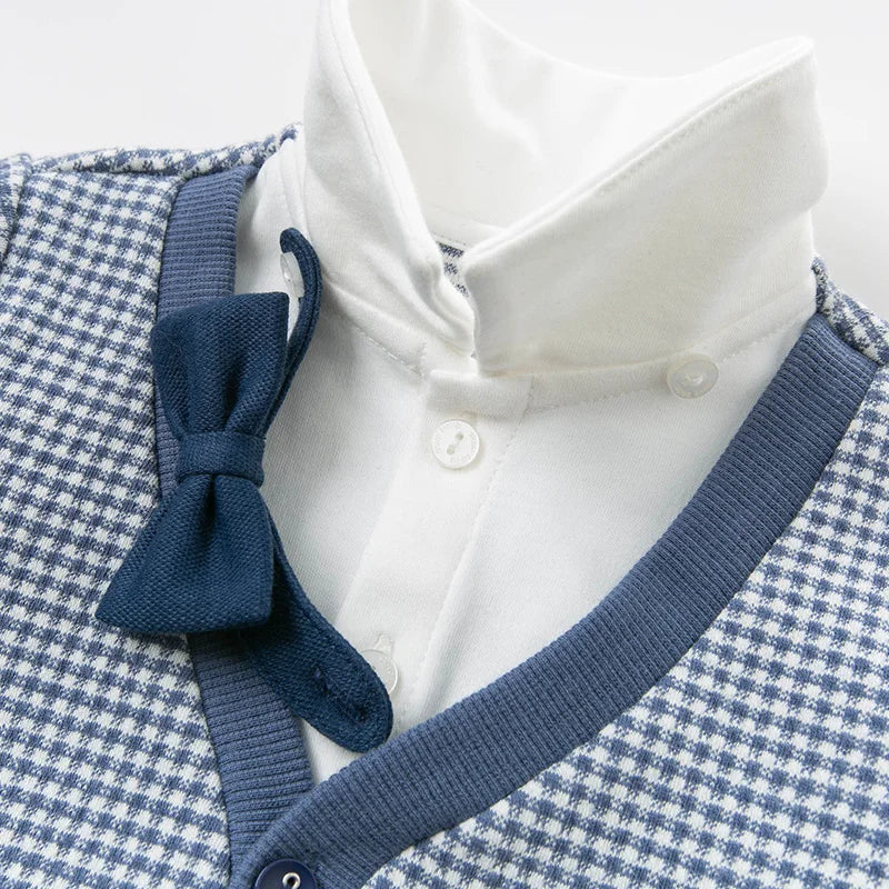 Dave & Bella Toddler Boys Blue Plaid Cardigan & Pants Set