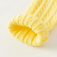 Dave&Bella  Baby Girls Spring Casual Cotton Knit Sweater Overcoat Tops-Yellow