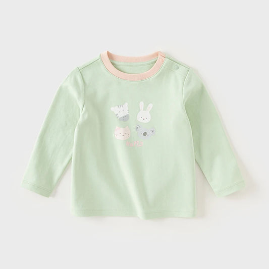 Dave&Bella Children Girls Boys Spring Cotton Cartoon T-shirt Tops Green